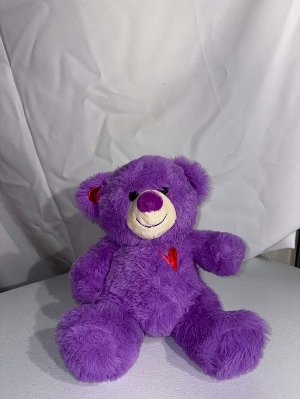 First & Main Luv Ya Bear Purple Plush Teddy Bear with Red Heart